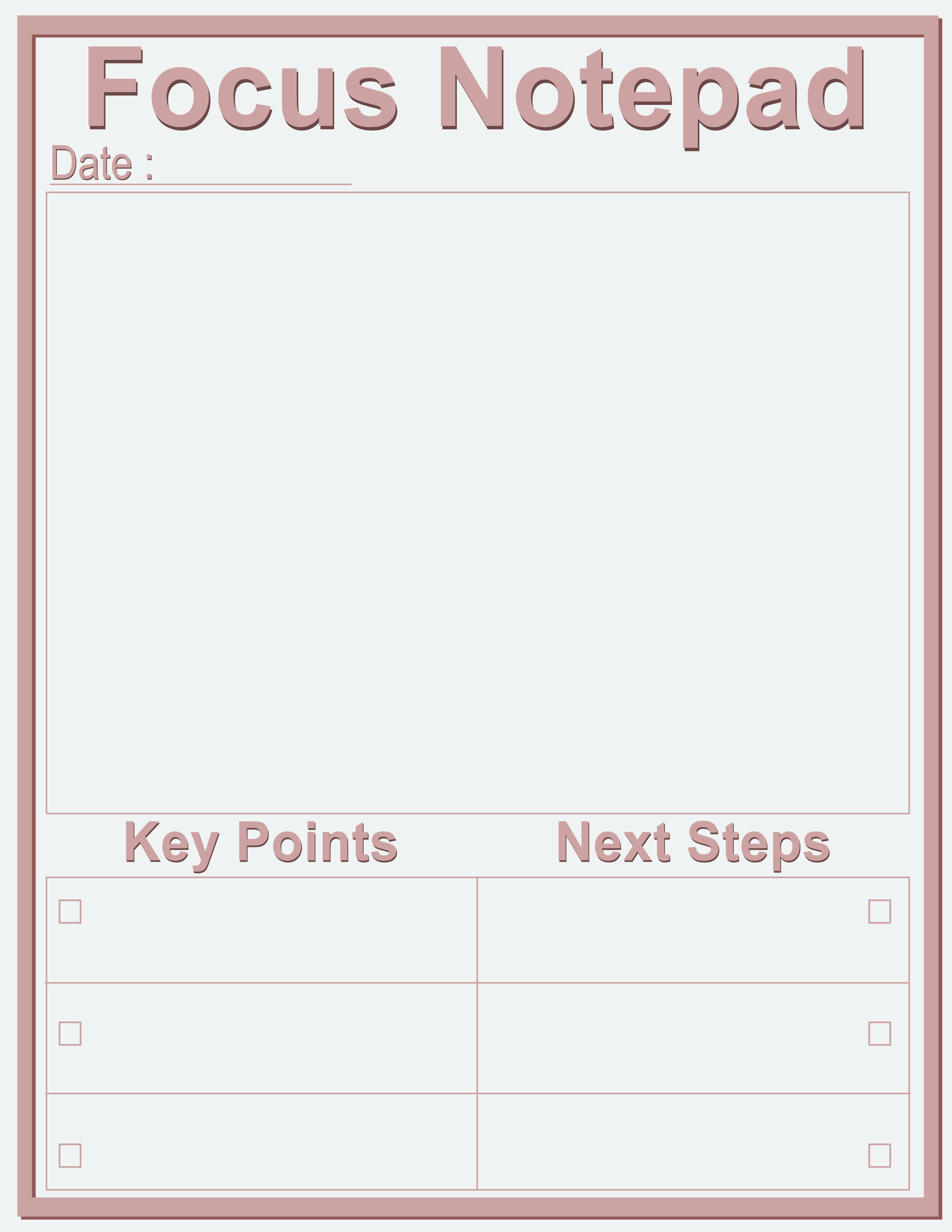 Thin Frame Focus Notepad — Rose Blue — Large (8×11) — 40 pages — notepad