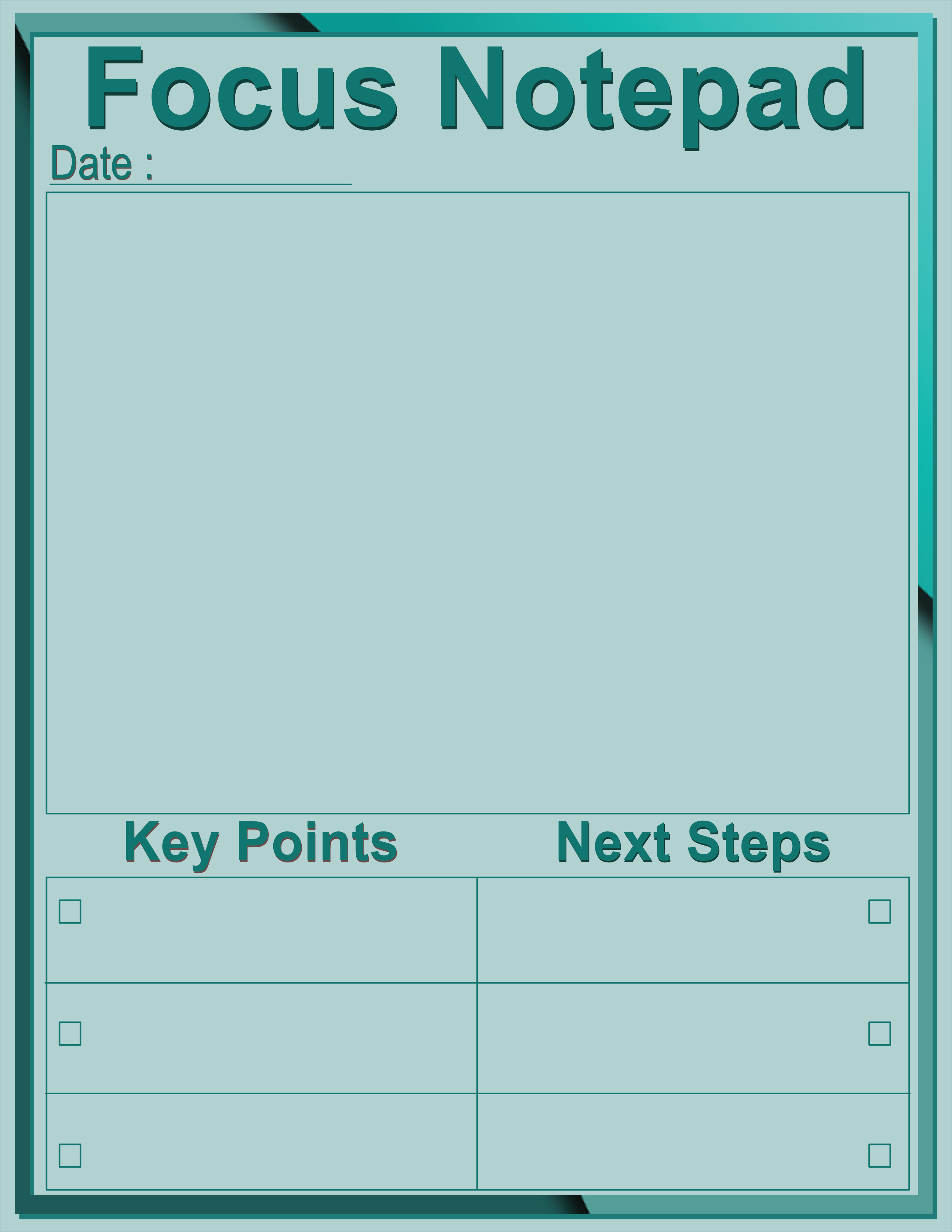 Thin Frame Focus Notepad — Slate Teal — Large (8×11) — 40 pages — notepad