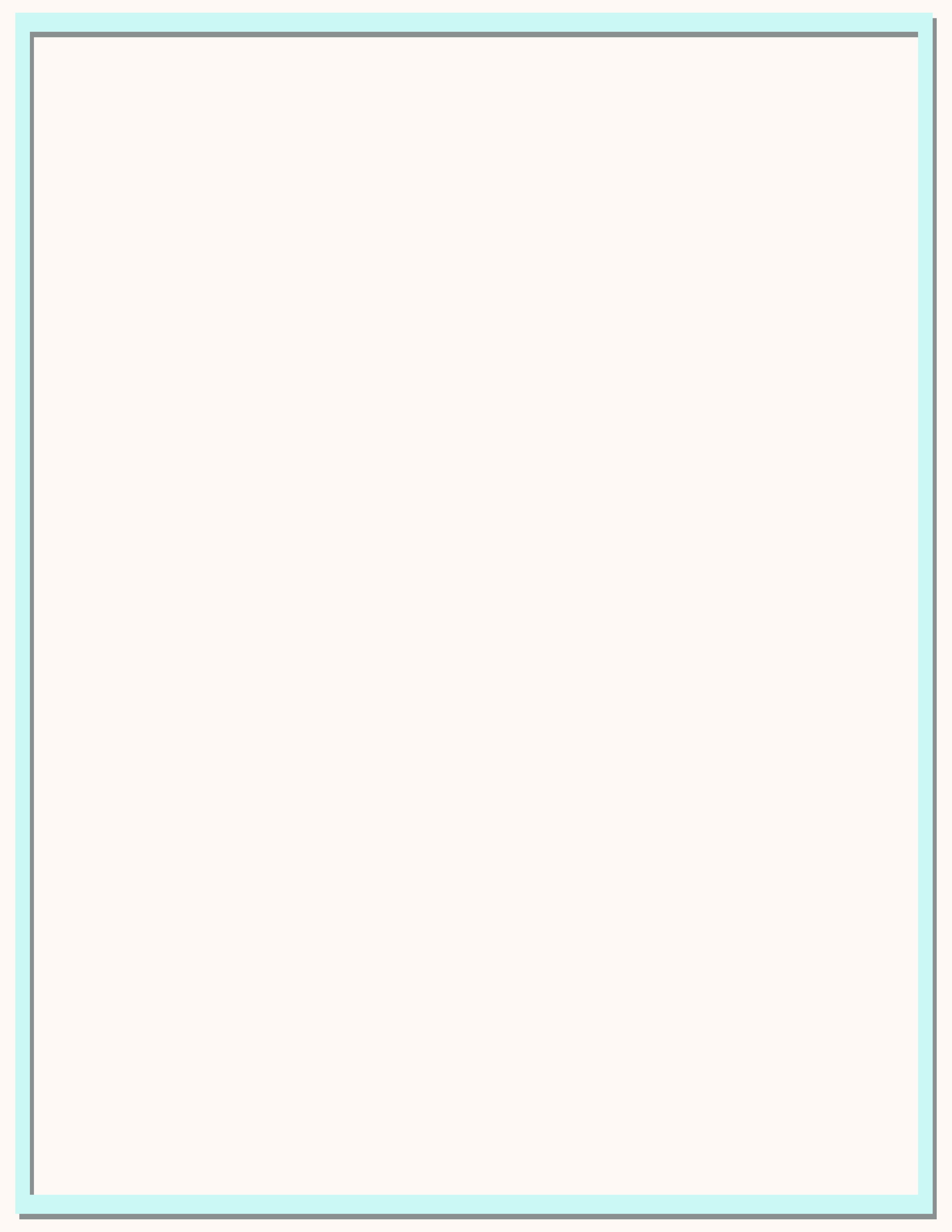 Letterhead Notepad — Thin Frame Aqua & Rosewater Pink — Large (8.5×11) — 40 pages — notepad