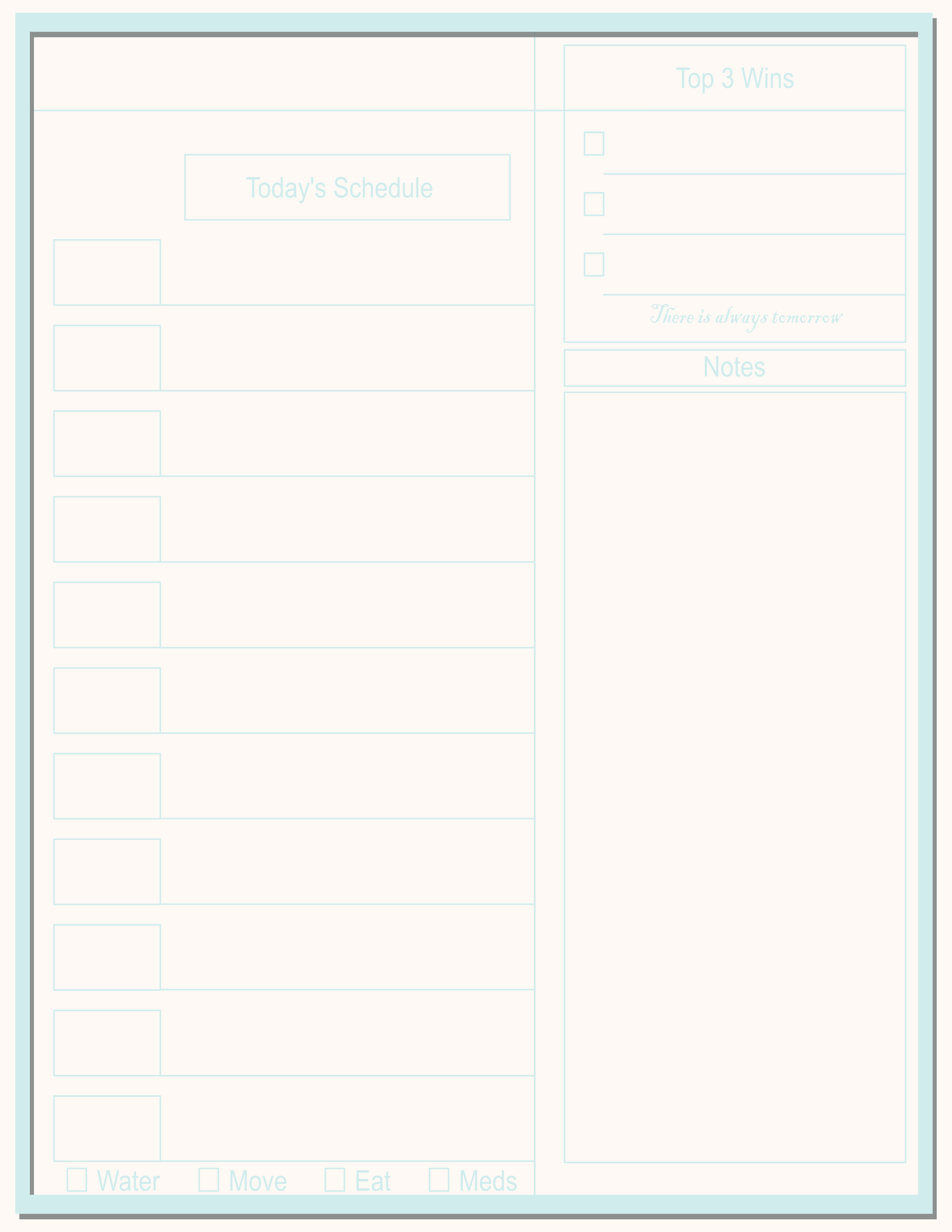 Thin Frame Daily Planner — Aqua Rosewater Pink — notepad