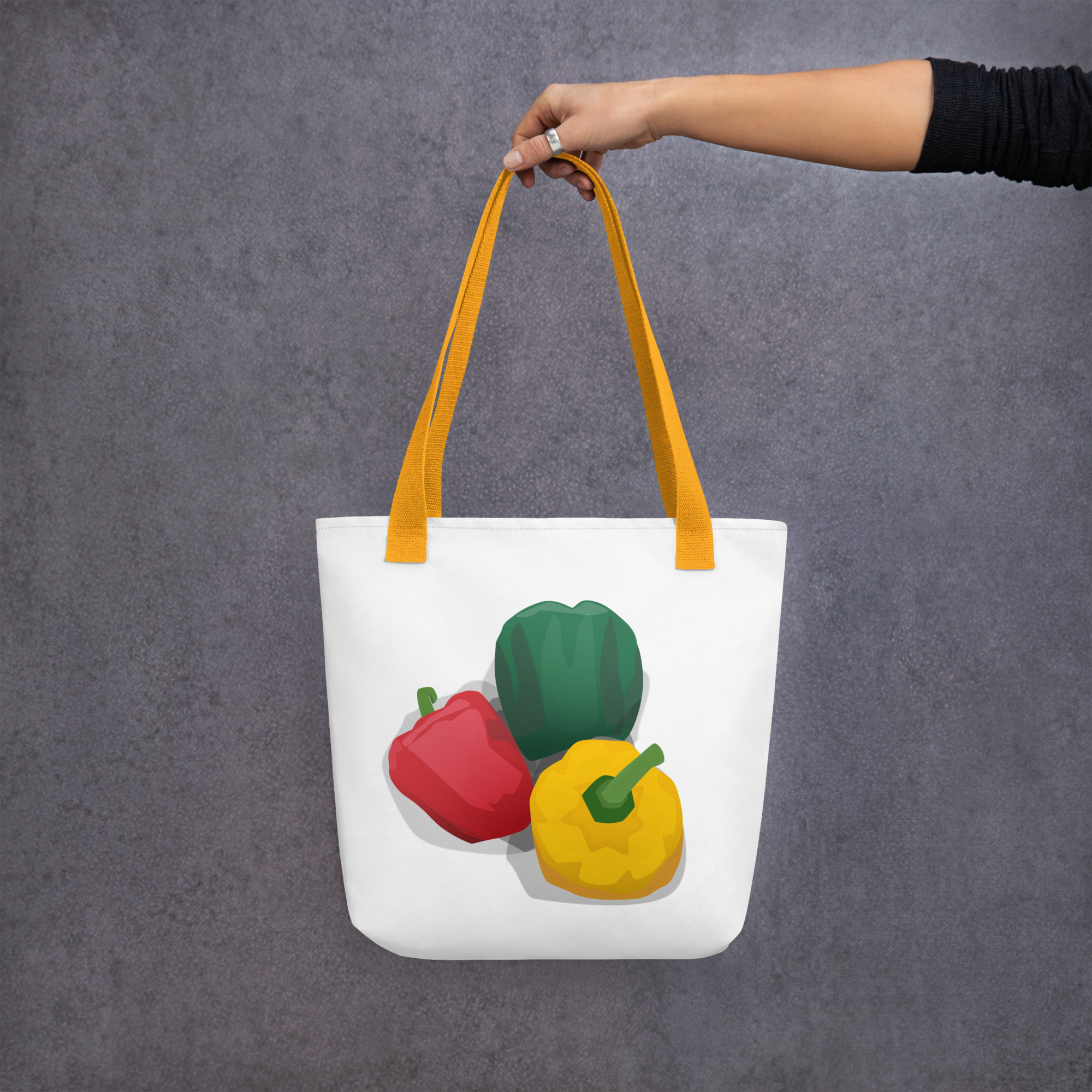 For Your Desk — Tote Bag Bell Peppers — 15 × 15 — tote bag