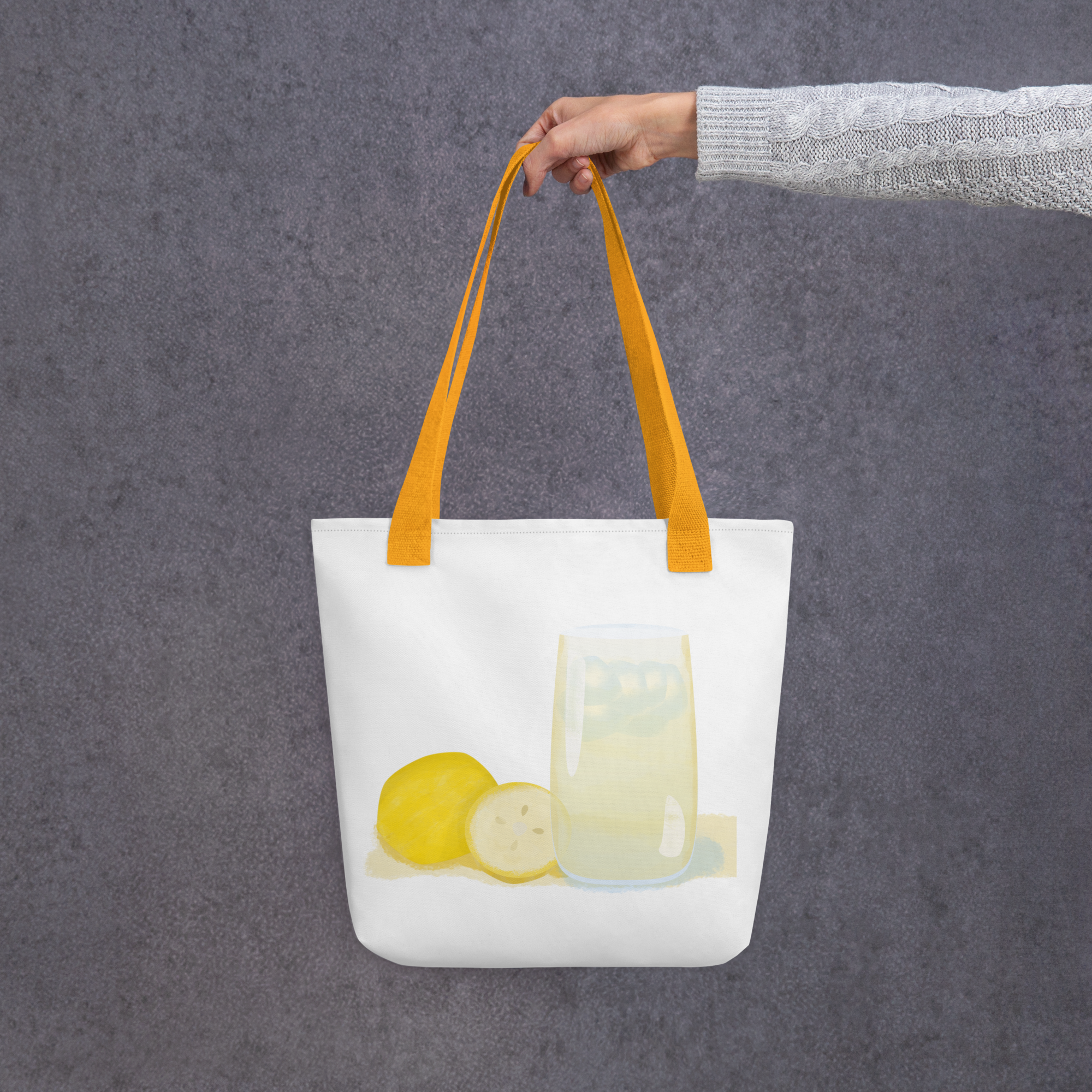 For Your Desk — Tote Bag Painterly Lemons — 15 × 15 — tote bag