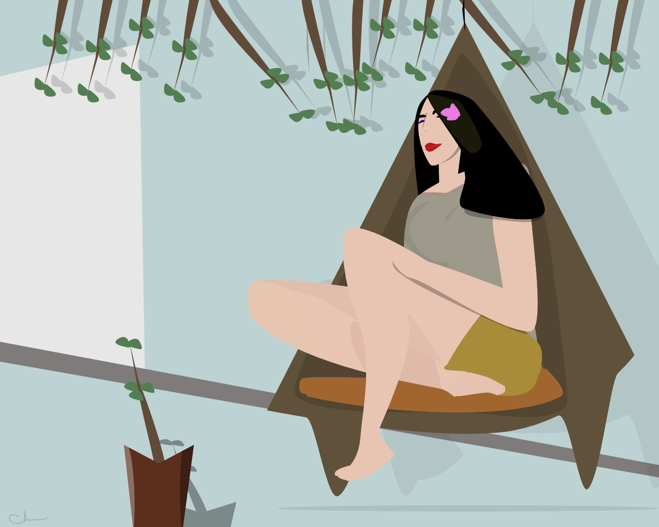 Quiet Afternoon (Hammock Study) — figures partial