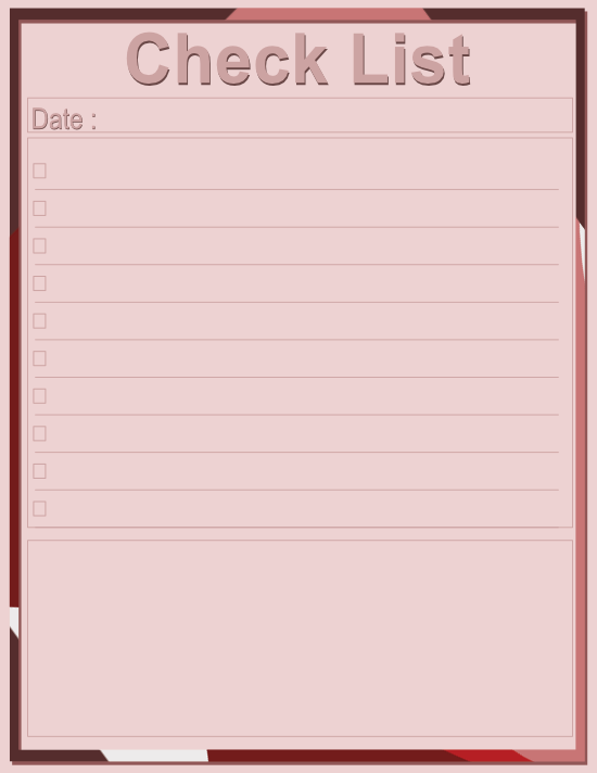 Thin Frame Check List — Abstract Reds — Large (8×11) — 50 pages