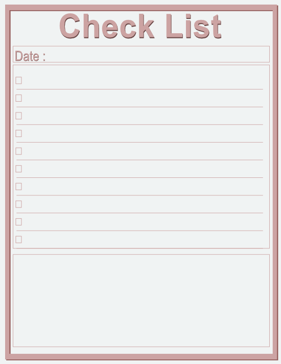 Thin Frame Check List — Rose & Blue — Large (8×11) — 50 pages
