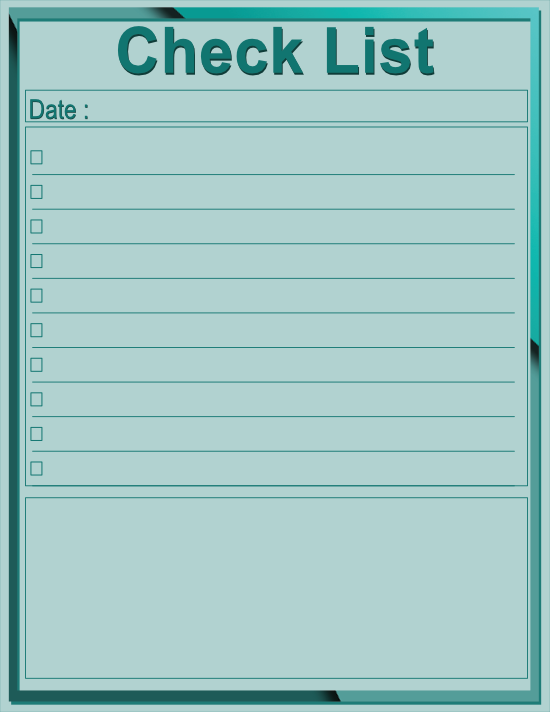 Thin Frame Check List — Slate Teal — Large (8×11) — 50 pages