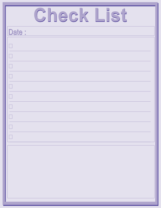 Thin Frame Check List — Soft Purple — Large (8×11) — 50 pages