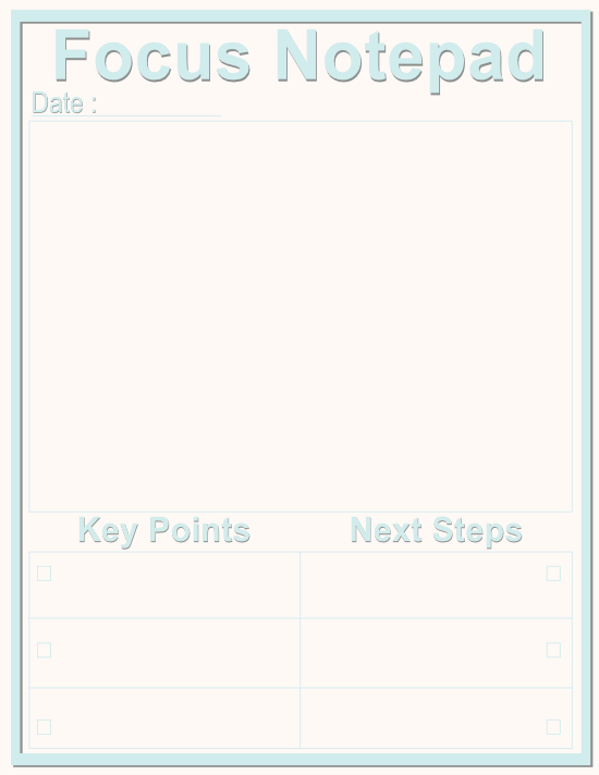 Thin Frame Focus Notepad — Aqua Rosewater Pink — Desk (8.5 × 11) — 40 pages