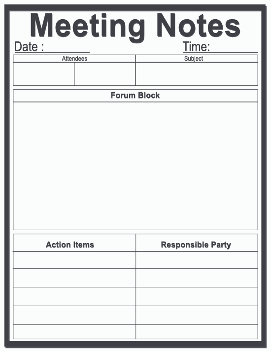 Meeting Notes Notepad — Thin Frame Charcoal & Slate — Large (8.5×11) — 50 pages