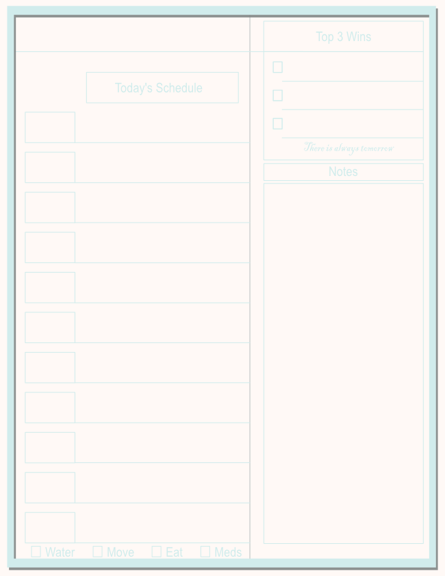 Thin Frame Daily Planner — Aqua Rosewater Pink