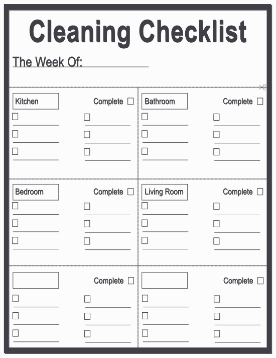 Cleaning Checklist Notepad — Thin Frame Charcoal & Slate — Desk (8.5 × 11) — 40 pages