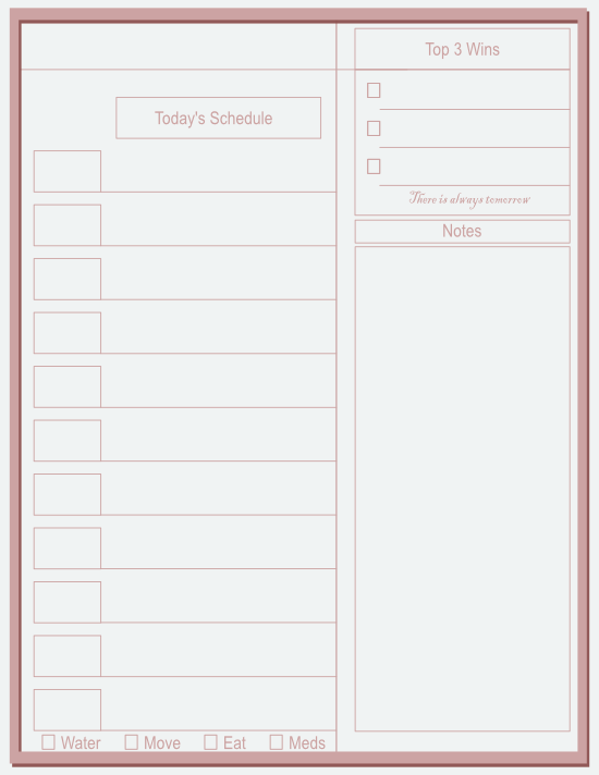 Thin Frame Daily Planner — Rose & Blue — Large (8×11) — 50 pages