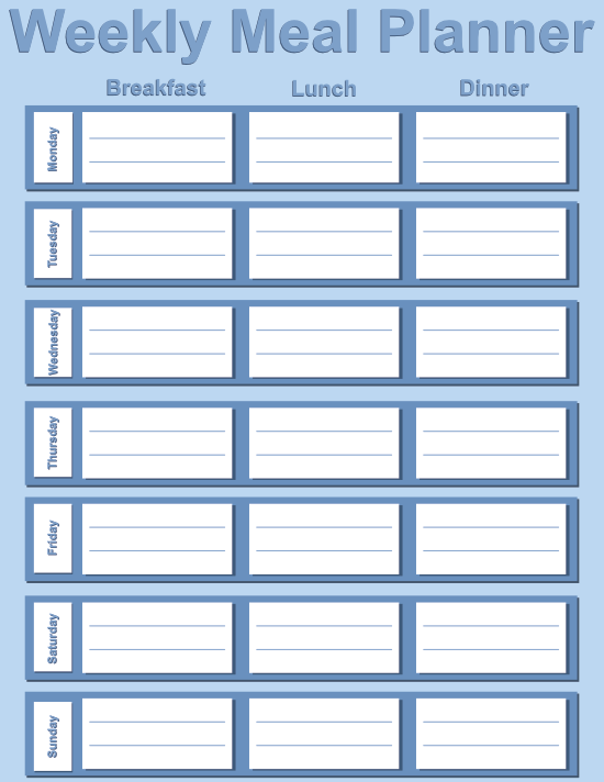 Weekly Meal Planner — Icy Blue — Large (8.5×11) — 50 pages