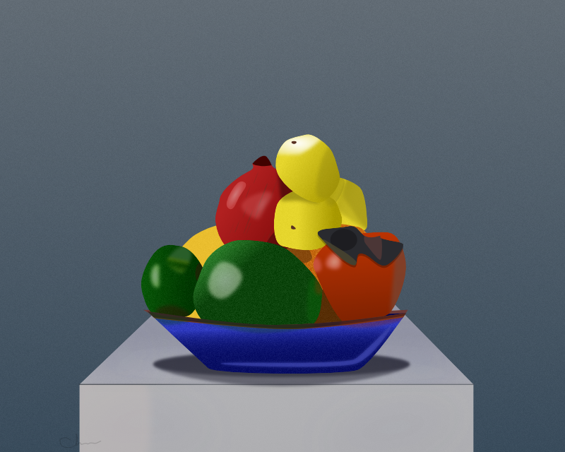 Still Life in Blue (Fruit Bowl)