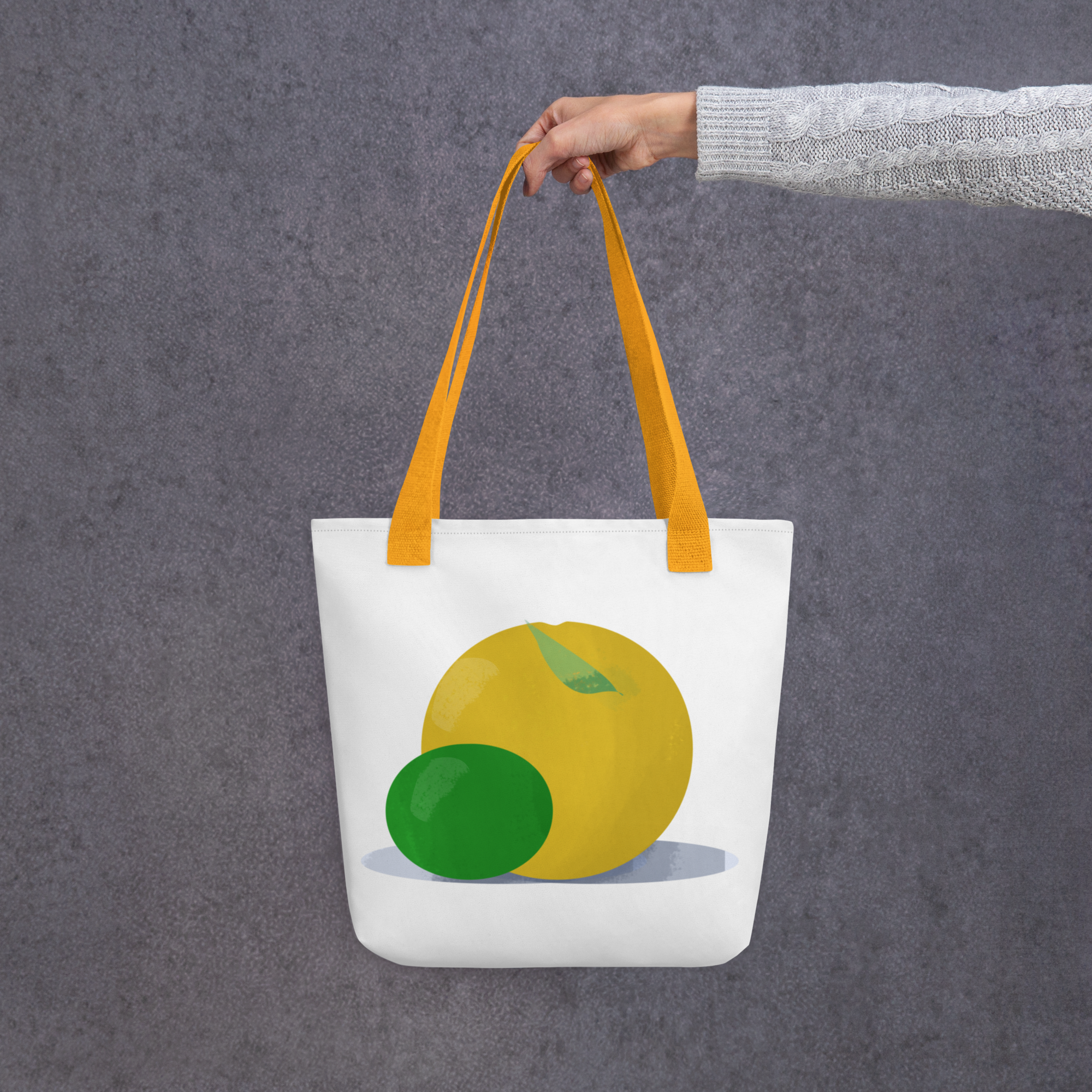 For Your Desk — Tote Bag Painterly Lemon & Lime — 15 × 15