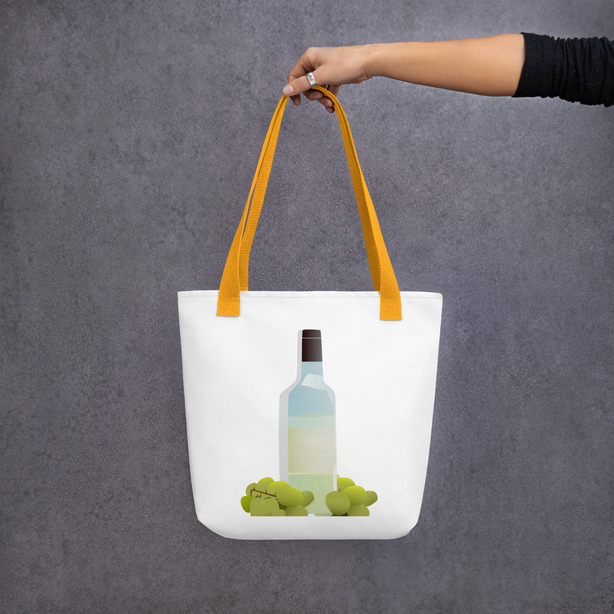 For Your Desk — Tote Bag Wine & Grapes — 15 × 15